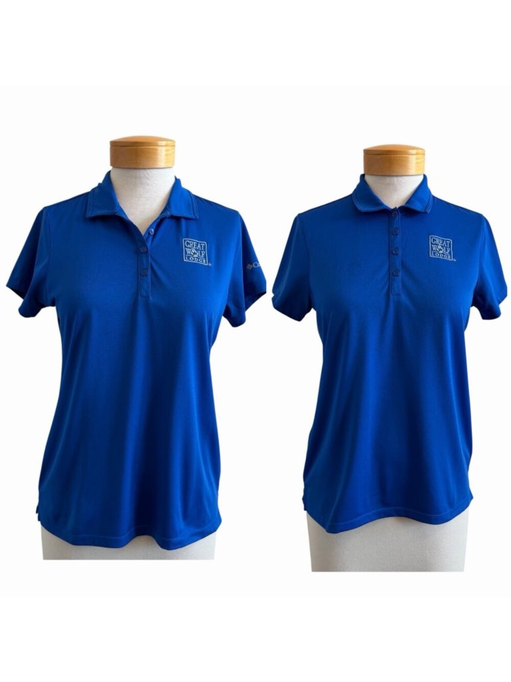 LOT OF 2 Great Wolf Lodge Blue Short Sleeve Collared Polo Employee Uniform S